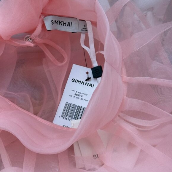 🆕 SIMKHAI 🧿 NWT Beaux Tiered Babydoll Mini Dress, Ballet Pink - Sz US 6 - Picture 13 of 16